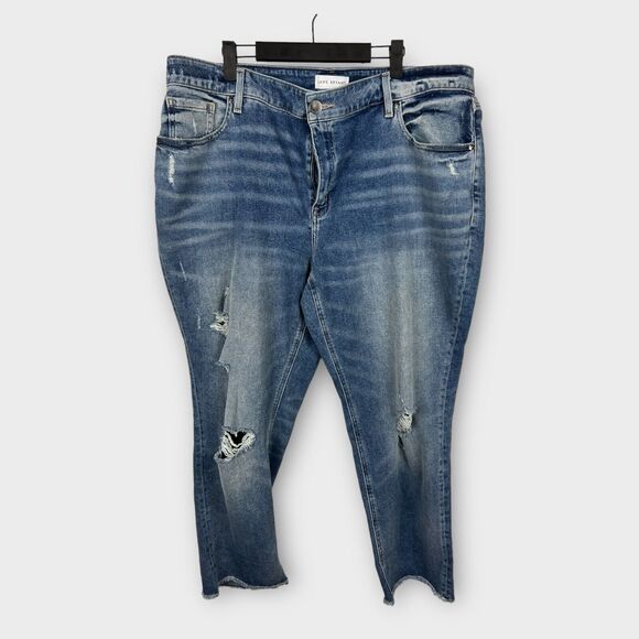 Lane Byrant Cropped Flex Magic Waistband High Rise Straight Torn Size 20 jeans - Picture 1 of 10